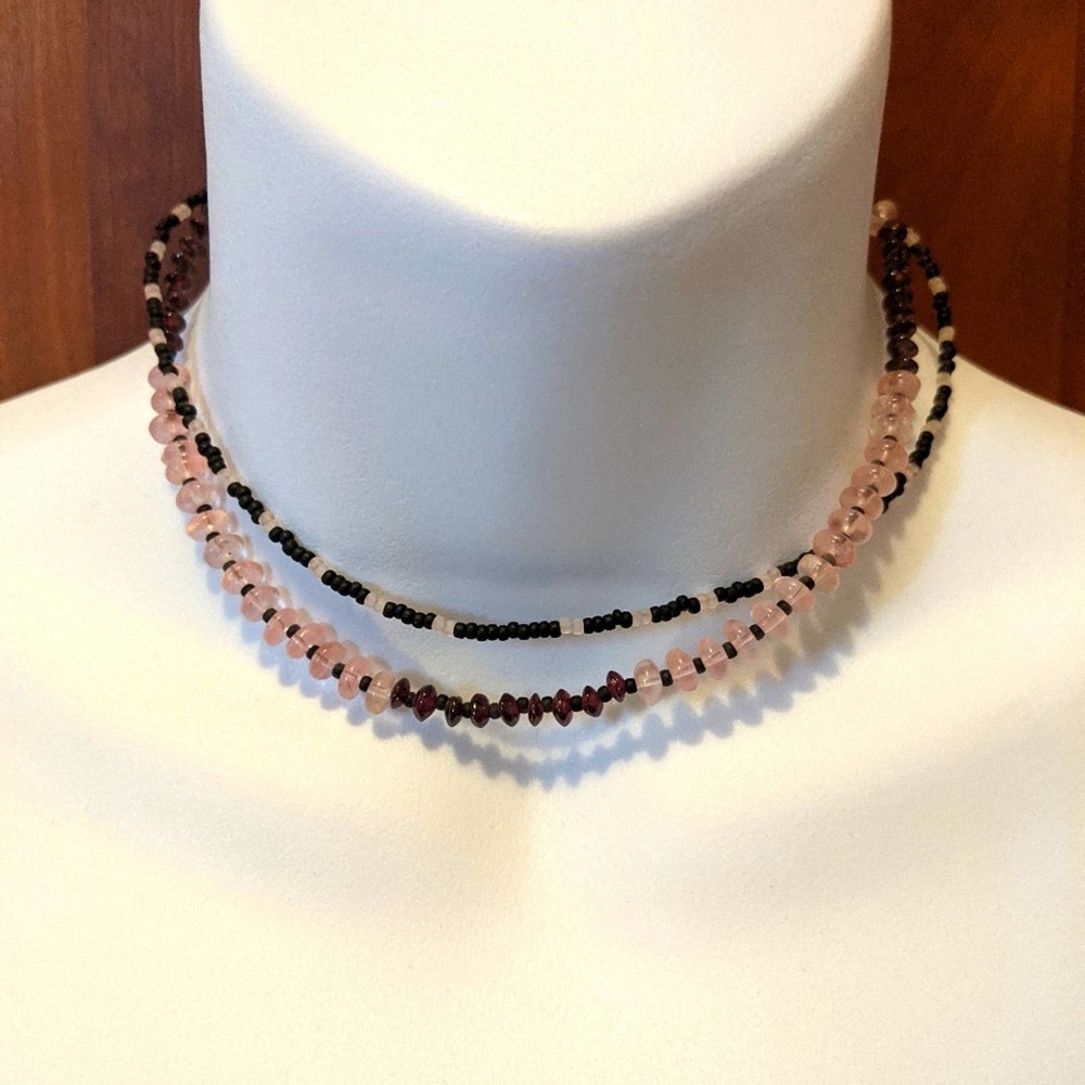 Handmade Necklace Double Strand 7 Inch Choker